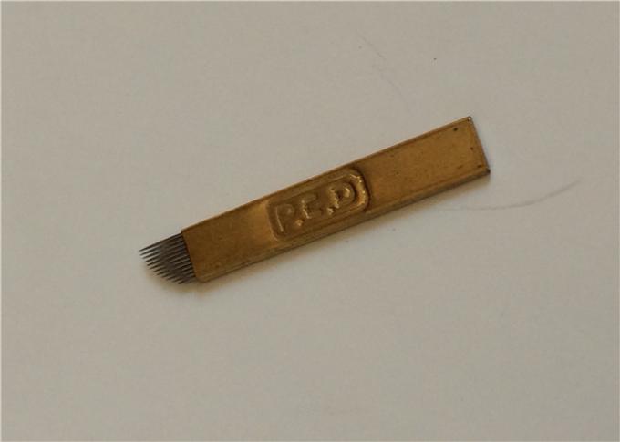Kalıcı Makyaj Dövme Microblading İğneleri Altın PCD 12 Pinli Dövme Bıçağı 0