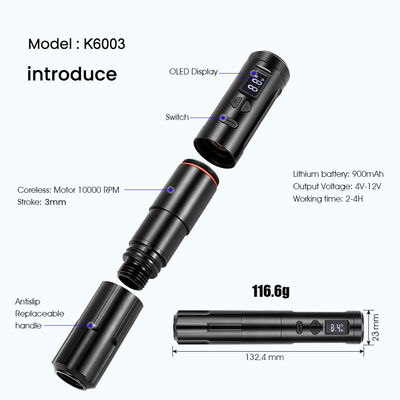 10W Kablosuz Dermografo Dövme Makinesi Kablosuz Kalıcı Makyaj Makinesi RCA Bağlantısı Vücut makinesi Uzunluğu 24*132.4mm Tedarikçi