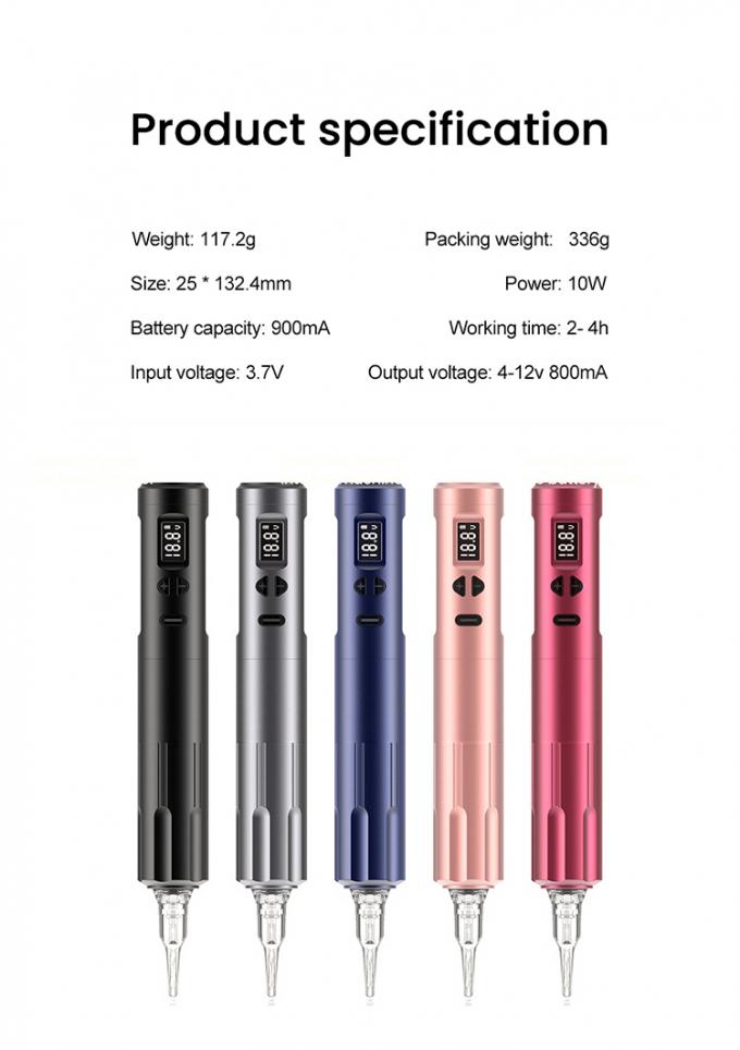 10W Kablosuz Dermografo Dövme Makinesi Kablosuz Kalıcı Makyaj Makinesi RCA Bağlantısı Vücut makinesi Uzunluğu 24*132.4mm 8